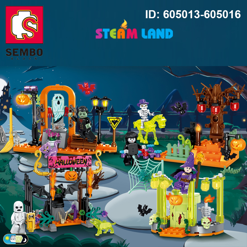 Combo 4 bộ đồ chơi lego Halloween vui nhộn - SEMBO 605013-605016