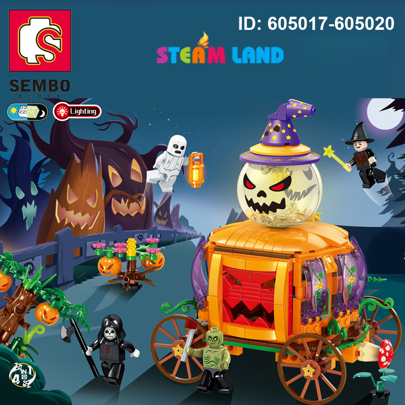 Combo 4 bộ đồ chơi lego Halloween vui vẻ - SEMBO 605017-605020