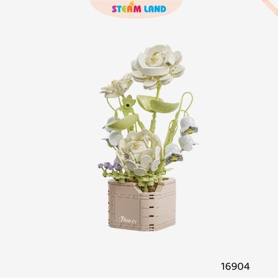 Đồ chơi Lắp ráp mô hình chậu cây mini - Nhài Trắng Tinh Khôi YA WEI-16904