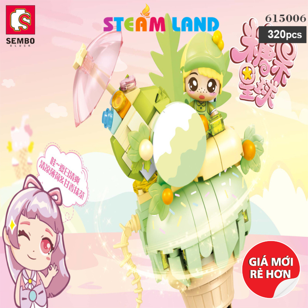 Lego Kem Ốc Quế Matcha Bạc Hà Mát Lạnh - SEMBO 615006