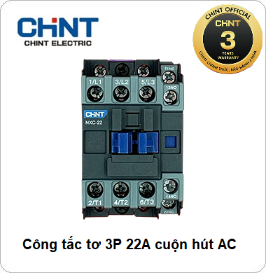 Công tắc tơ NXC CHINT 3P 22A 220VAC